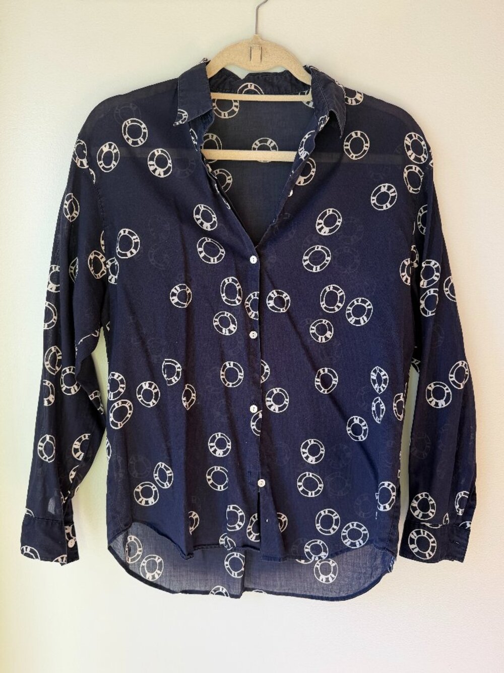 Vintage Nautical Print Button Up